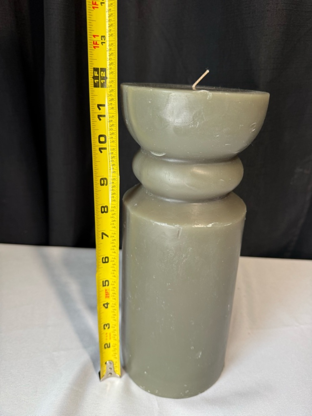 Hearth & Hand 12 in Green Decorative Sculpted Pillar Candle (Single Candle) - Picture 7 of 9